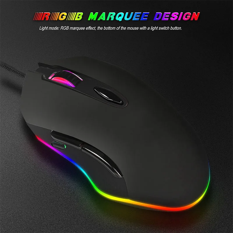 VicTsing светодиодный Оптическая Проводная игровая мышь USB механические мыши Макс 4800 dpi 6 кнопок компьютерная мышь с цветным светильник