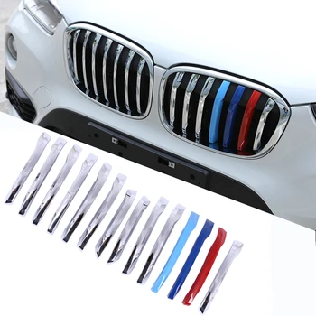 

14 Pcs Front Grill Cover Decoration Trim ABS Chrome For BMW X1 F48 2016 2017 Car Accessories