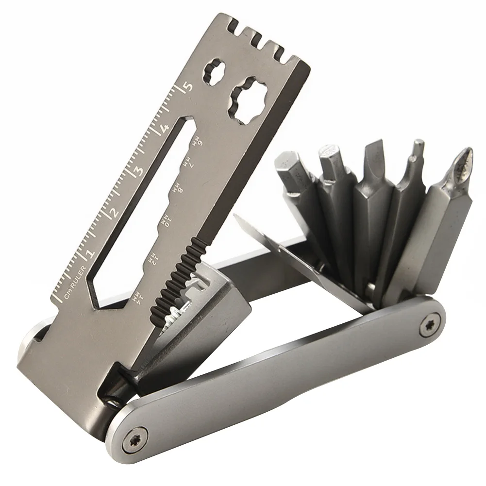 Best 17 In 1 Screwdriver Combination Cycling Fix Bicycle Outdoor Wrench Portable Repair Tool Kit Gadget Foldable Multi Purpose Card