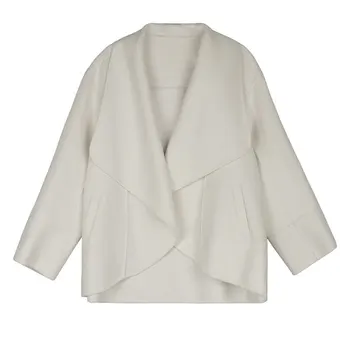 

Women's Handmade Suit Collar Belted Cashmere Coat Pure Color Woolen Coat Autumn and Winter Short Cashmere Coat