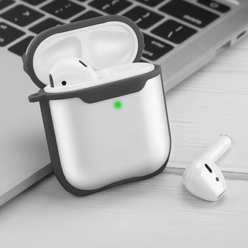 for airpod 1 2 Gray Противоударный чехол для AirPods Pro с брелком для ключей, защитный чехол для AirPods 1 2, прозрачный чехол - Цвет: for airpod 1 2 Gray