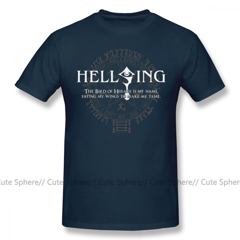 Hellsing футболка чехол для телефона больше 1 футболка с коротким рукавом мужская футболка большая 100 Хлопок Забавный принт летняя футболка - Цвет: Navy Blue