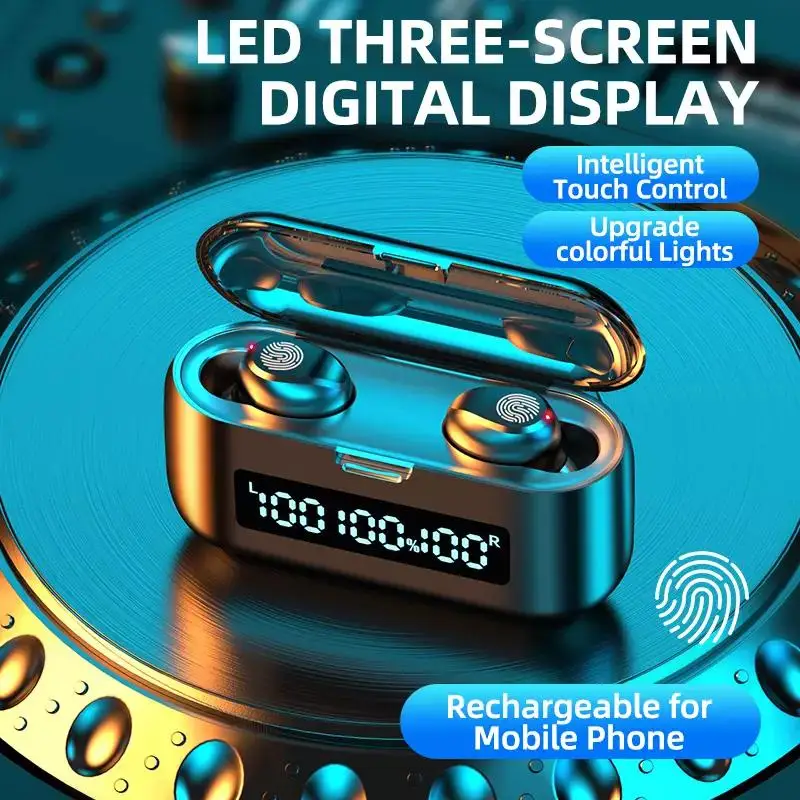 Беспроводной наушники TWS Bluetooth 2000 мАч зарядным устройством спортивная