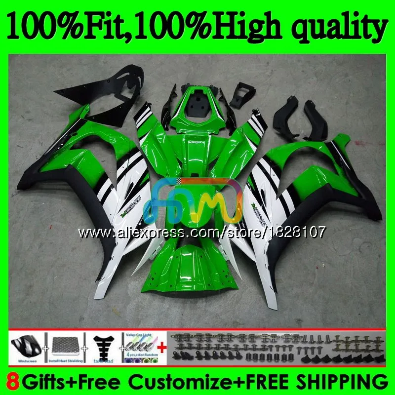 Инъекции для KAWASAKI ZX1000 ZX 10R 1000CC 18BS. 68 ZX-10R ZX10R, возрастом 11, 12, 13, 14, 15, 2011 2012 2013 белого, зеленого цвета обтекатели