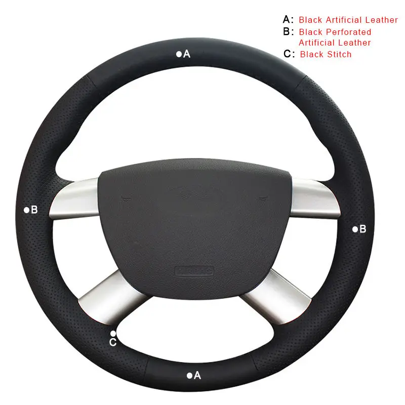 Оплетка на руль для Ford Focus 2 2005-2011 для Ford Kuga 2008-2011 C-MAX 2007-2010 Чехлы рулевого колеса автомобиля - Название цвета: Artificial Leather