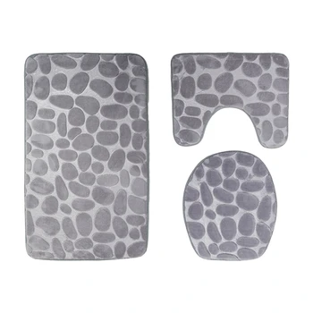 

3pcs Non Slip Bath Mat Set Super Soft Pedestal Bath Rug Memory Foam Bath Shower Mat Quick Drying Bathroom Mat Carpet