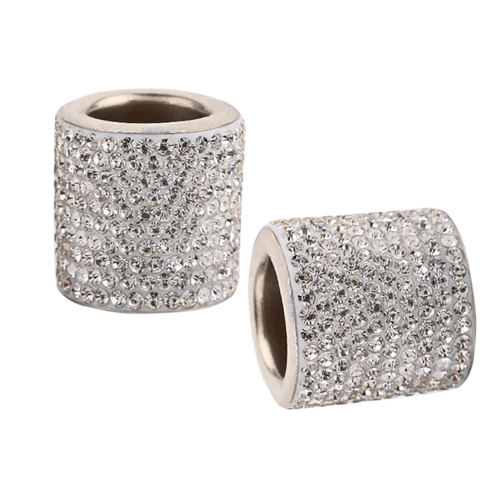 2Pcs collari per poggiatesta per auto anelli per la decorazione d'interni dell'auto anelli Bling con strass cromati accessori per sedili del veicolo