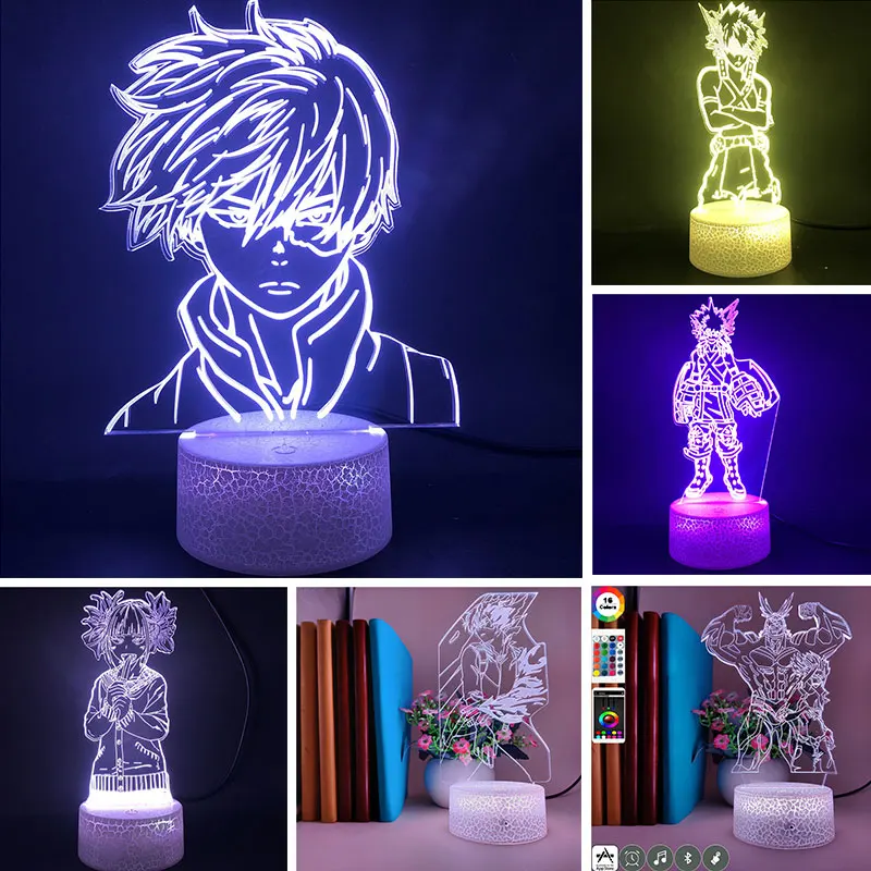 Hot Anime LED Night Light My Hero Academia Midoriya Izuku Bakugou Katsuki Children Night Lamp All·Might Todoroki Shoto 3d Lamp