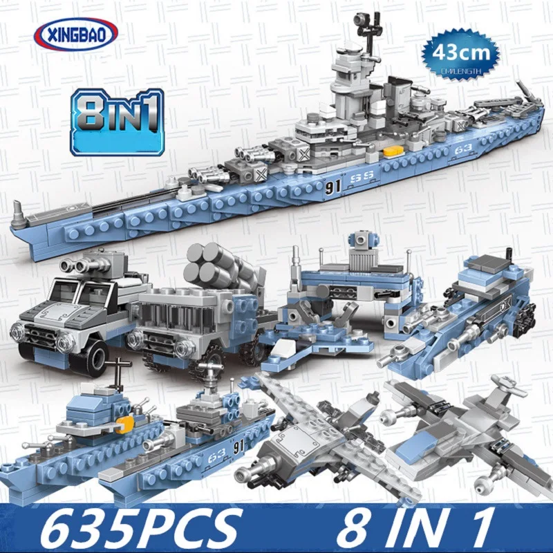 

8 IN 1XingBao bricks toy The Missouri Battleship Set model Collection Hobbies Toys for children building blocks christmas gifts
