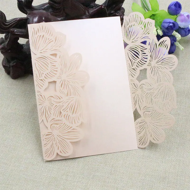  10pcs Personalised Square Laser Cut Wedding Party Invitations Cards Envelopes - 4.00037E+12