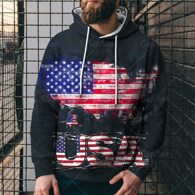 Eagle USA Flag Graphic 3D Print Men's Hoodies Pullover Sweatshirts Unisex Harajuku Outwear Casual Jacket Tracksuit 4XL