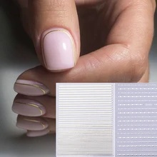 1 шт Золотой 3D стикер для ногтей, кривые полосы, линии, наклейки для ногтей, s клейкая полосовая лента, наклейки для ногтей, s Переводные картинки, розовое золото, серебро