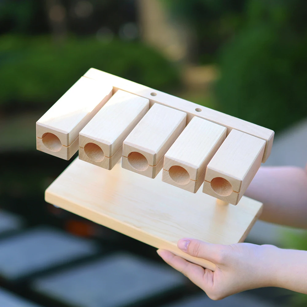 Orff Musical Instruments Wooden Muyu Clapper 5 Tone Xylophone Percussion Instrument With Drumsticks Kids Educational Toys Gifts