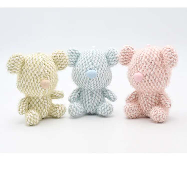 

12 Pcs/set Cartoon Wool Bear Plush Toy Keychain Backpack Decor 10 CM Cute Bear Animal Doll Women Kids Birthday Gift