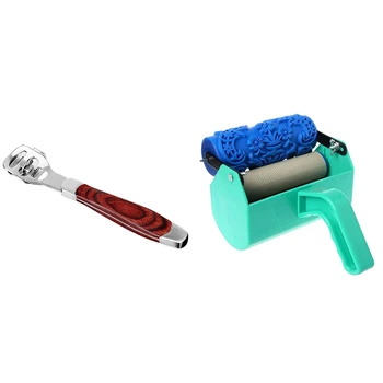 

1 Set Wood Handle Foot Care Pedicure Machine Cuticle Remover & 1 Set Texture Roller with Embossed Plastic Handle