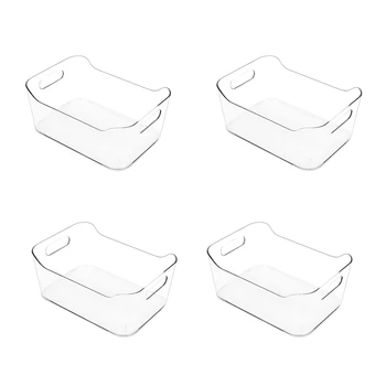 

4Pcs Refrigerator Organizer with Handle for Fridge, Freezer, Cabinet, Kitchen Pantry Organization and Storage