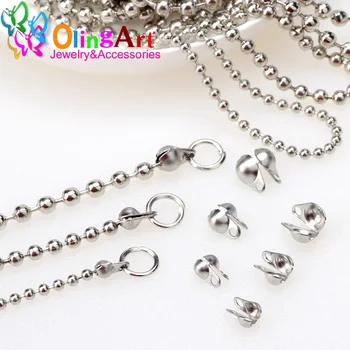 

Olingart 1.5/2.0/2.4/3.2/5mm Stainless Steel Crimps Beads Ball Chain Connector End Clasp DIY Necklace Bracelets Jewelry making