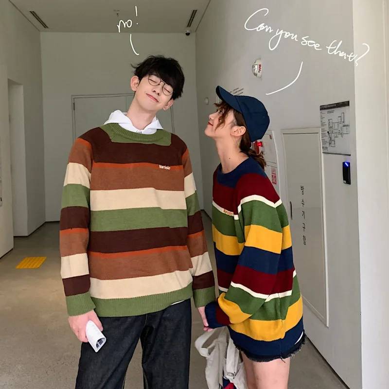 Autumn Sweater Men Warm Fashion Contrast Color Casual O-neck Knit Sweter Man Clothes Streetwear Wild Loose Couple Pullover Men Autumn Sweater Men Warm Fashion Contrast Color Casual O-neck Knit Sweter Man Clothes Streetwear Wild Loose Couple Pullover Men