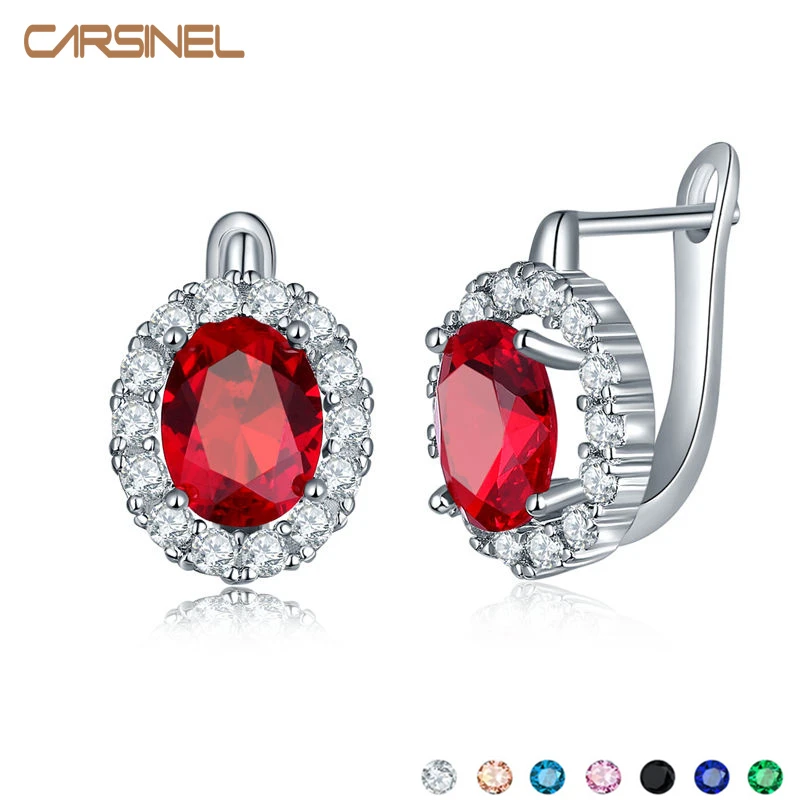 Женские серьги-кольца CARSINEL серьги серебристого цвета с инкрустацией AAA цветные