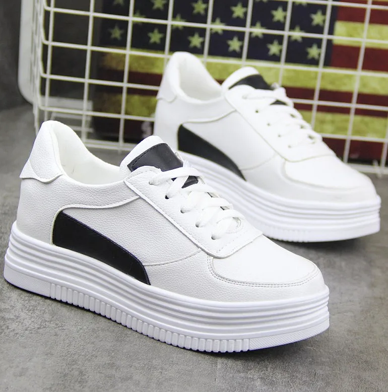 Wild thick bottom white shoes breathable white cross strap casual shoes