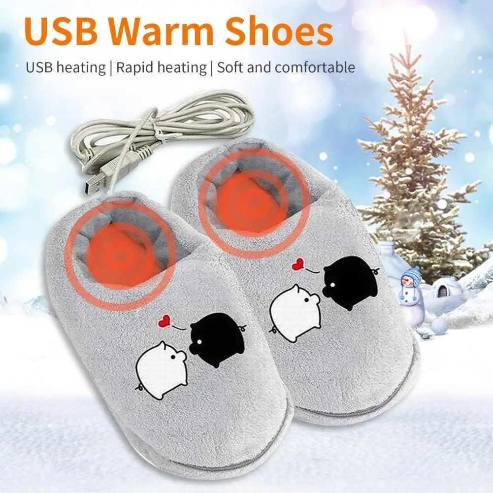 1 Pair Electric Heated Slippers Soft Lining Quick Heating Lightweight