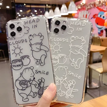 

Cartoon Cute Winnie the Pooh phone Case for iPhone 11 Pro 6 7 8 Plus X Xr Xs MAX bear Transparent soft Shell Cover Coque Coupons