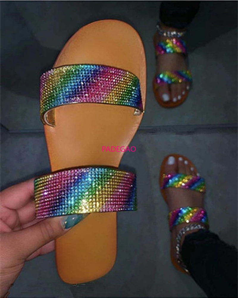 rhinestone rainbow sandals