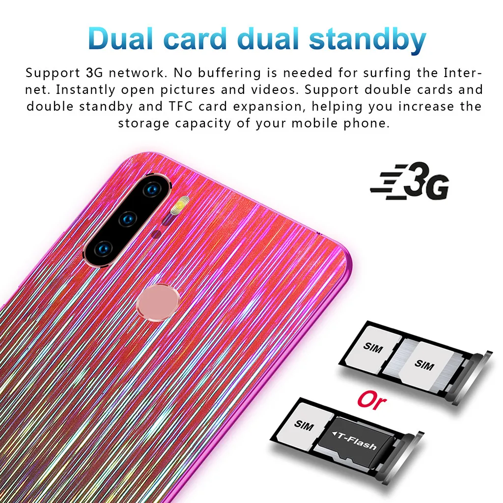 6,3 дюймовый мобильный телефон четыре камеры четырехъядерный 1+ 16G 3g Android смартфон большой аккумулятор смартфон распознавание лица HD+ ЖК-экран