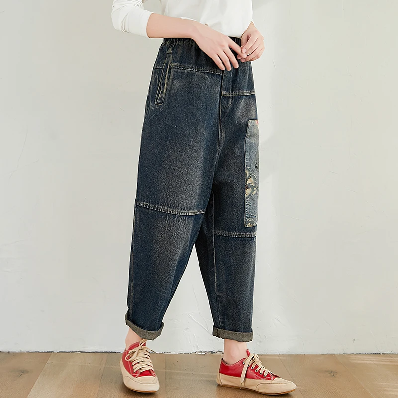 Свободные Джинсы бойфренда в стиле пэчворк Женские джинсы Модель 2020 года Сезон