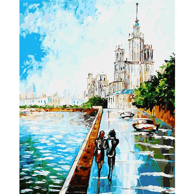 

Landscape Painting by Numbers City Oil Canvas Painting Wall Art Coloring By Numbers Digital Painting Home Decor Handpainte