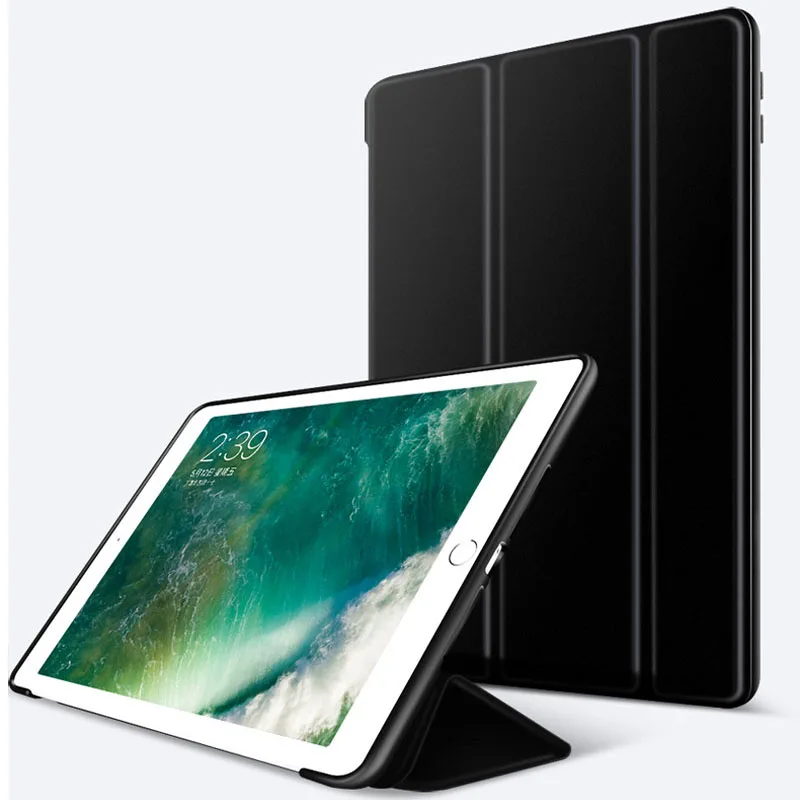 Чехол для iPad 10,2 дюймов 7th Gen Funda силиконовый мягкий чехол из искусственной кожи Smart чехол для iPad 10,2 - Цвет: Черный