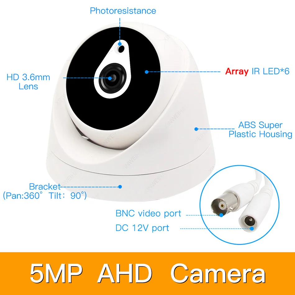 2ch 5MP AHD комплекты системы видеонаблюдения CCTV безопасности Гибридный DVR Крытый Купол AHD камера видеонаблюдения P2P XMEYE 5MP комплекты