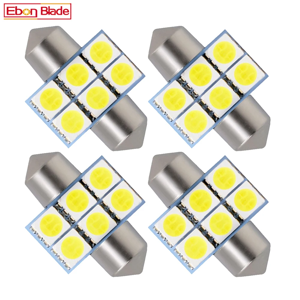 Светодиодная лампа 4 шт 28 мм T6 31 SMD 5050 для автомобиля зеркальный предохранитель