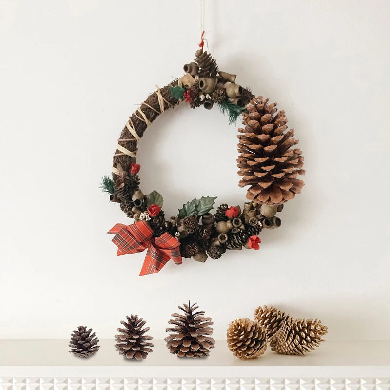 1-10pcs Natural Pine Nuts Fruit Dried Artificial Flower Pineapple Cones for Christmas DIY Garland Wreath Wedding Home Decoration