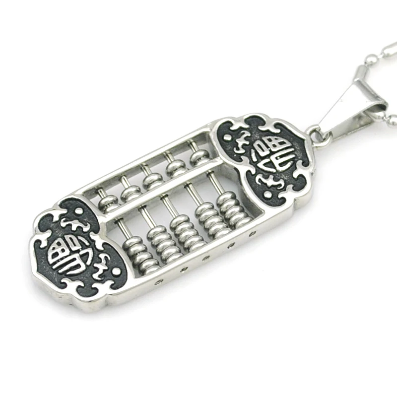 AMUMIU Abacus Math кулон ожерелье из нержавеющей стали счастливые бусы в китайском стиле