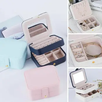 

Jewelry Box Portable Storage Organizer Earring Holder Zipper Women Jewelry Display Travel Case for Lady Young Girl Gifts
