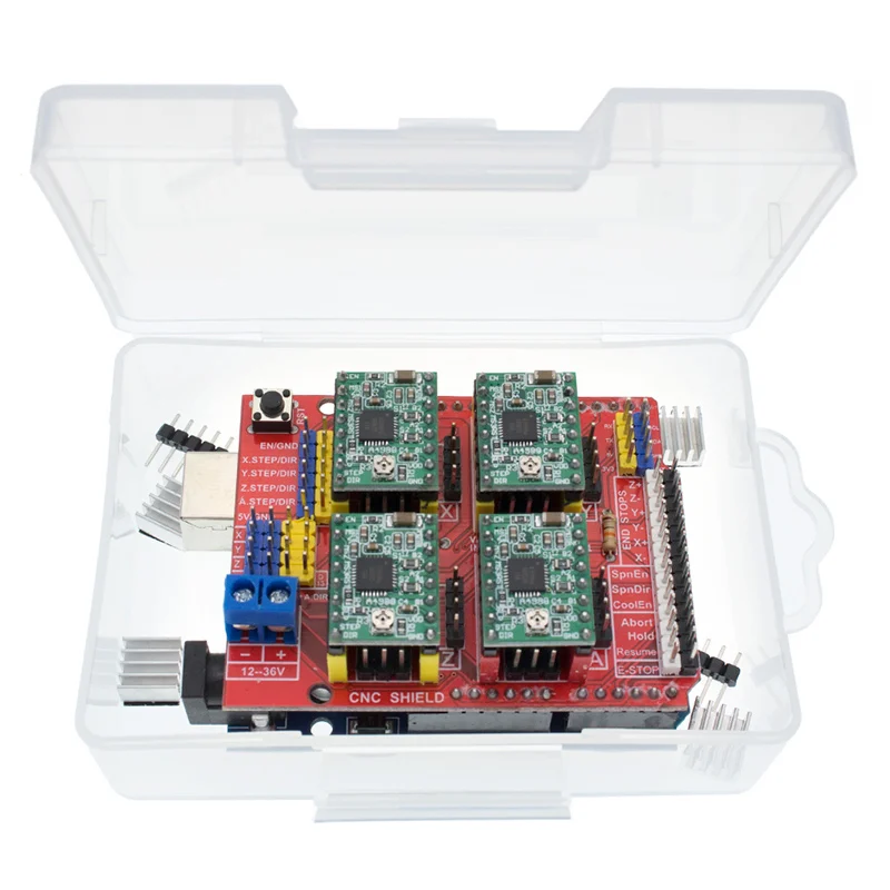

CNC Shield Expansion Board for 3D Printer + 4 x A4988 Stepper Motor Driver with Heat Sink + micro usb UNO R3