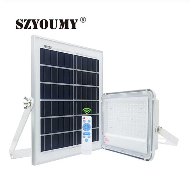 

SZYOUMY 2PCS NEWLY HOT Bubble Lens 20% Brighter solar flood led 60W 150W 200W LED Solar Flood Light With Remote