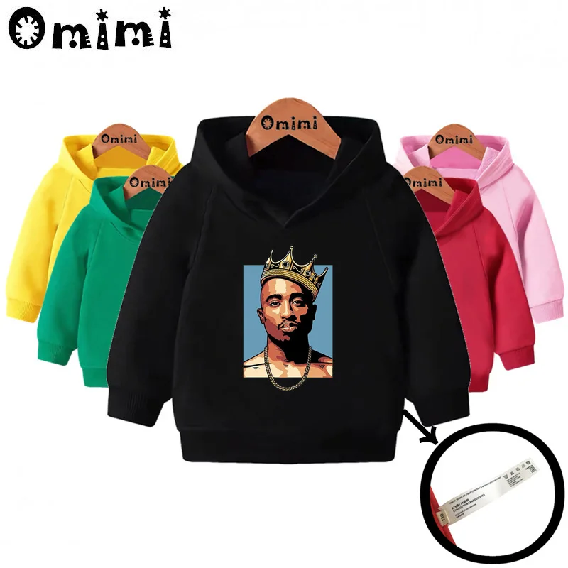 Детские толстовки Tupac в стиле хип-хоп с принтом Swag детские капюшоном детский