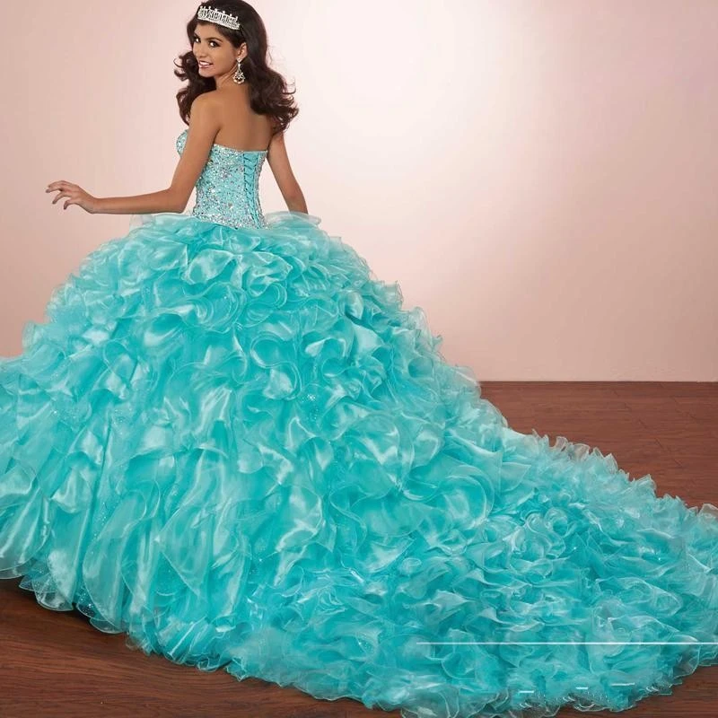 Mint Green Quinceanera Dresses With Jacket Crystal Beaded Sweet Sixteen Dress Vestido 15 Anos