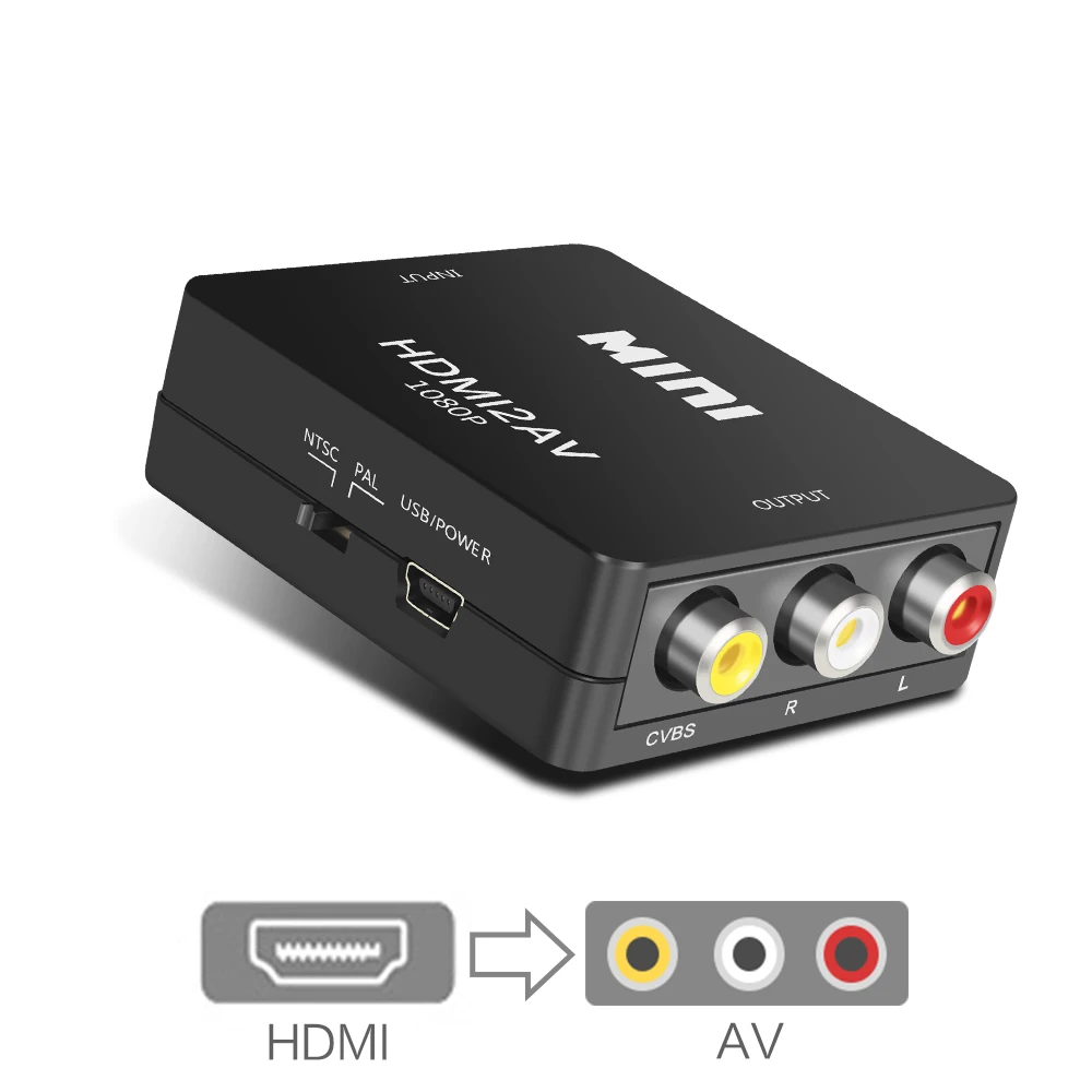 1080P HD Mini HDMI К AV конвертер коробка Adaptador Высокое Разрешение HDMI к аудио видео RCA адаптер CVBS для ТВ ПК PS3 Видеомагнитофон DVD