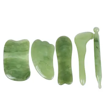 

4/5pcs Natural Jade Stone Guasha Massage Tool Resin Massage Scraper Guasha Board Spa Massage for Eye Beauty Care