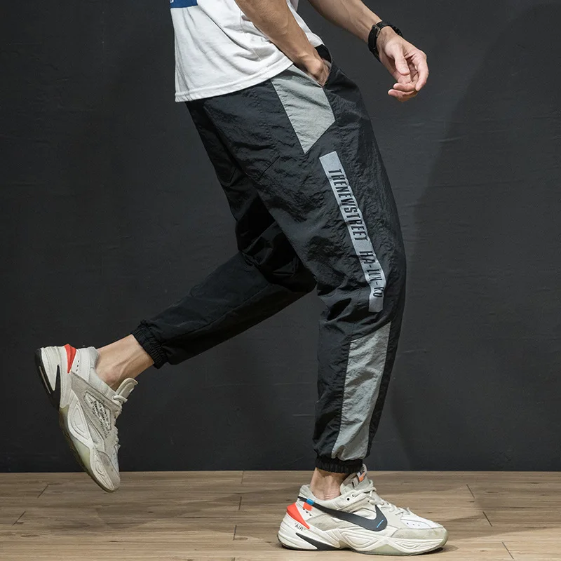 

Four Seasons Paragraph Casual Capri Pants Men's Japanese-style Harem Loose-Fit Beam Leg English Printed Mixed Colors Handsome Ve