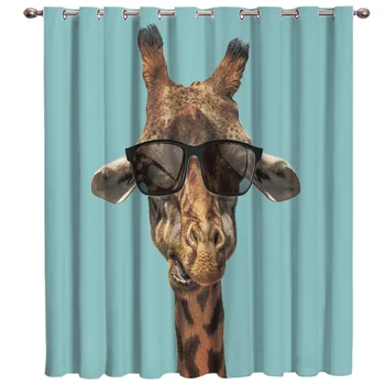 

Giraffes Wearing Sunglasses Are Funny Room Curtains Large Window Living Room Curtain Rod Decor Kitchen Bedroom Indoor Fabric