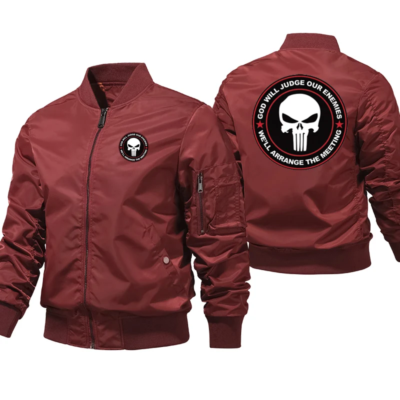 Skull Bomebr Jacket Men Winter Windproof Ma-1 Air Thick Pilot Jacket Zipper ceketler casacas Casual Streetwear Coats 5