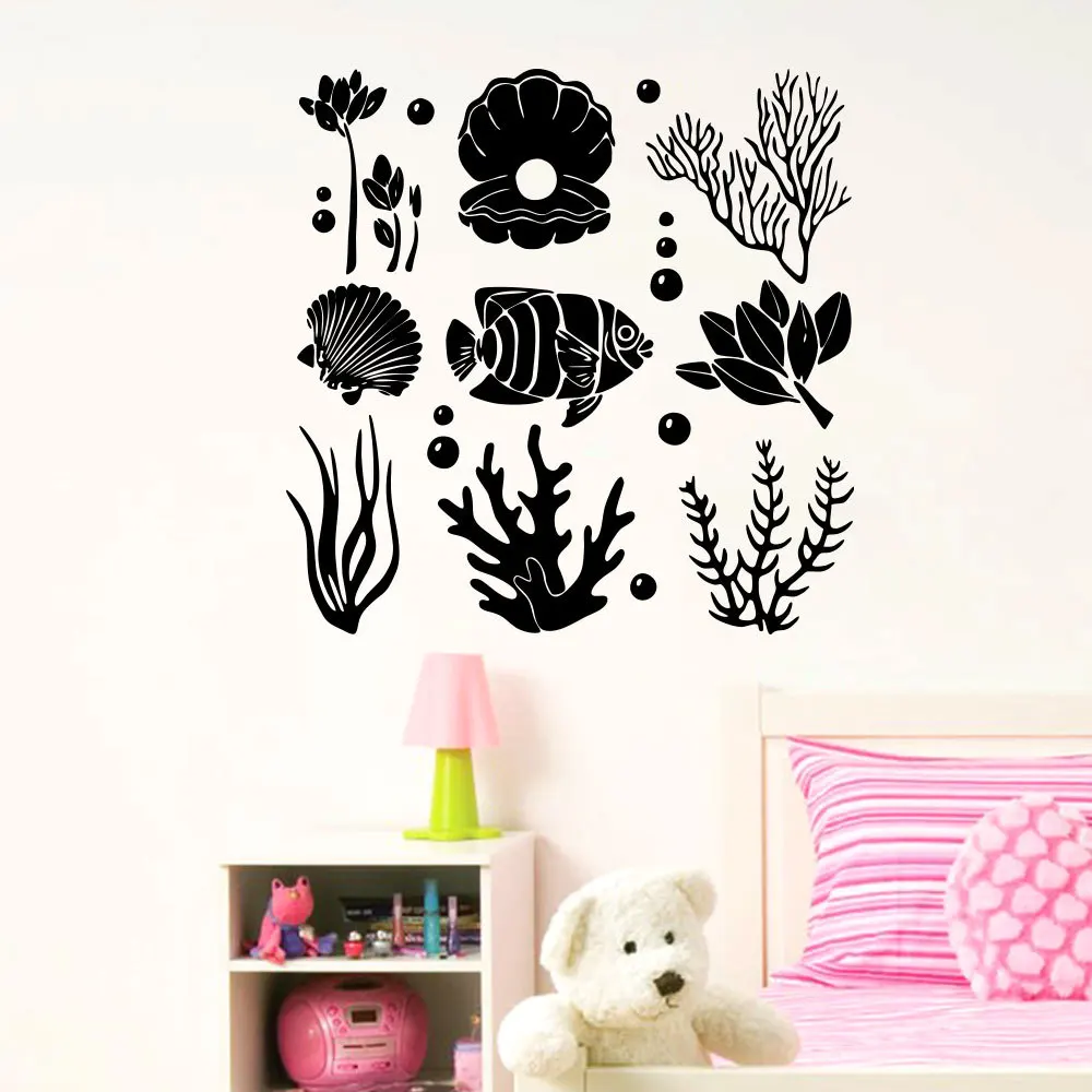 Underwater World Generation Carved Removable Cool Wall Stickers Living Room Bedroom Sofa Background Customizable Wholesale MU420