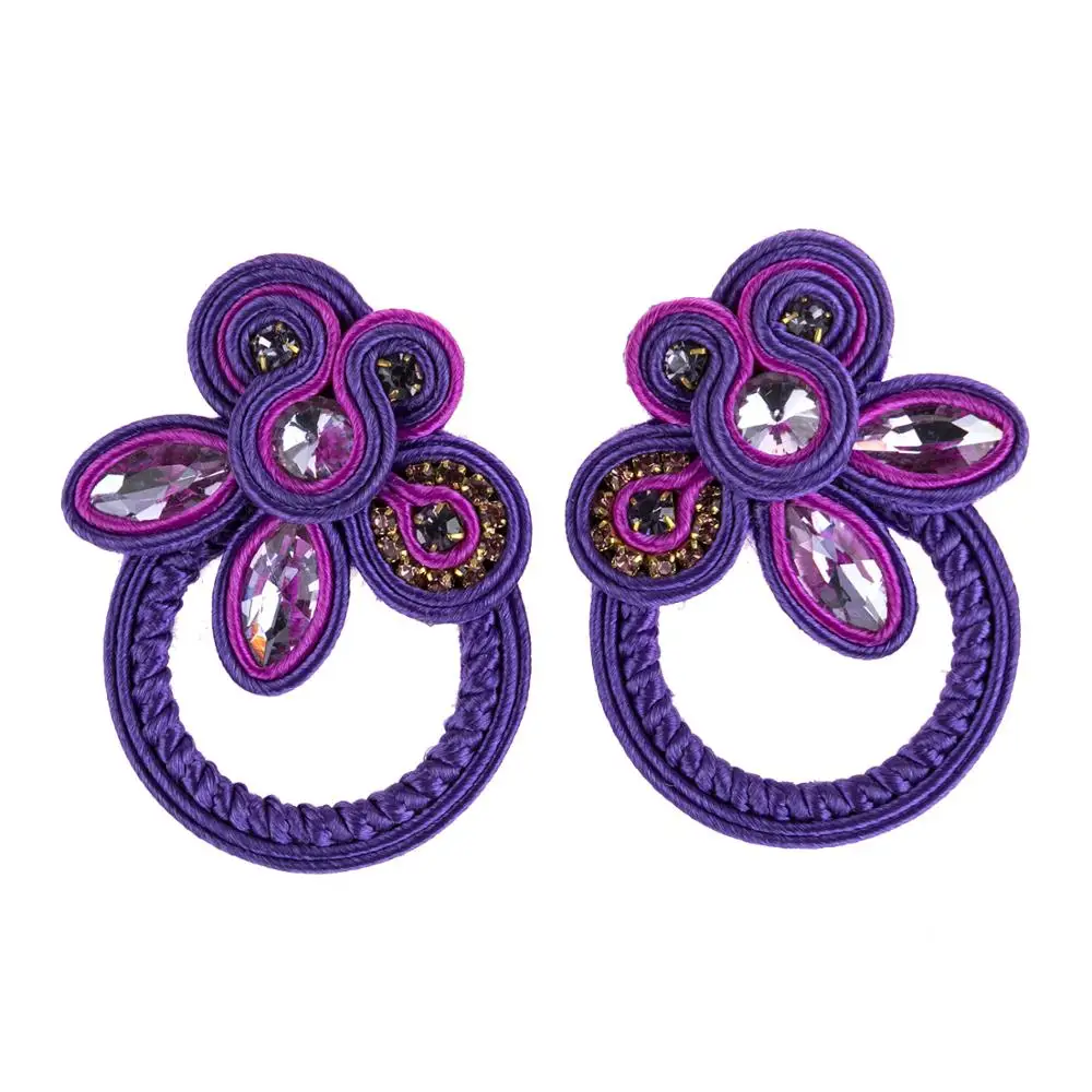 KPacTa, модные серьги, этнический стиль, геометрические ювелирные изделия для девушек, модные ювелирные изделия, ручная работа, кожаная подвеска, полые серьги в виде кисточки - Окраска металла: Purple