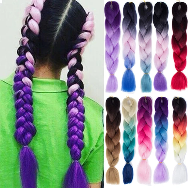 Braid Hair Blonde Pink Purple  Ombre Purple Jumbo Braid Hair -  24”synthetic Braiding - Aliexpress