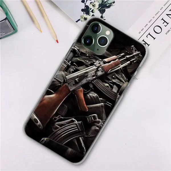 H11 AK47 пистолет пули телефонные чехлы для Apple iPhone 11 Pro Max X XR XS MAX 7 8 6 6s Plus 5 5S жесткий чехол - Цвет: H11