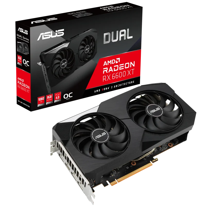 ASUS AMD Radeon DUAL RX 6600 XT O8GB GDDR6 Video Cards GPU Graphic Card 128-bit 7nm NEW